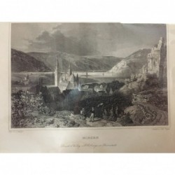 Bingen, Gesamtansicht - Stahlstich, 1847
