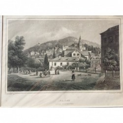 Baden- Baden, Gesamtansicht gegen Nordwesten - Stahlstich, 1850