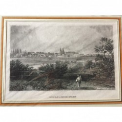 Donaueschingen, Gesamtansicht: Donau- Eschingen - Stahlstich, 1850