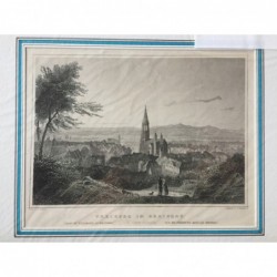 Freiburg, Gesamtansicht: Freiburg im Breisgau (von oben gesehen) - Stahlstich, 1850