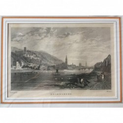 Heidelberg, Gesamtansicht - Stahlstich, 1850