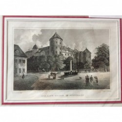Stuttgart, Ansicht: Das alte Schloss in Stuttgart - Stahlstich, 1850