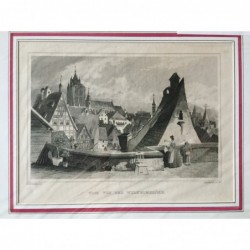 Ulm, Ansicht: Ulm von der Wilhelmshoehe - Stahlstich, 1850