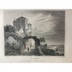 Burg Rheineck, Gesamtansicht - Stahlstich, 1847