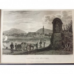 A-Nautern, Gesamtansicht: Nautern und Göttweih - Stahlstich, 1850