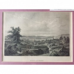 A-Stein u. Krems, Gesamtansicht: Stein und Krems - Stahlstich, 1850