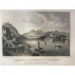 Rolandseck, Gesamtansicht: Rolandseck, Drachenfels und Nonnenwerth - Stahlstich, 1847