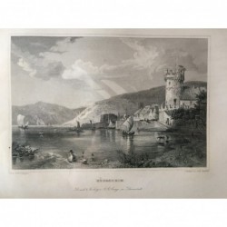 Rüdesheim, Gesamtansicht - Stahlstich, 1847