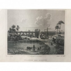Aachen, Gesamtansicht: Viaduct bei Aachen - Stahlstich, 1847