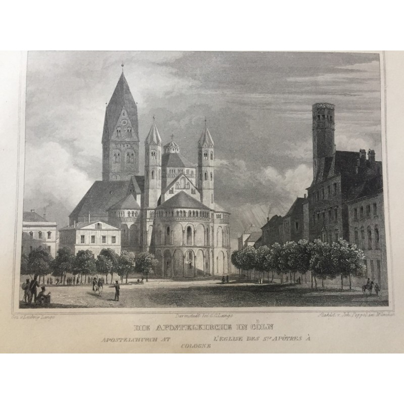 Köln, Gesamtansicht: Die Apostelkirche in Cöln - Stahlstich, 1847