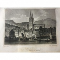 Boppard, Gesamtansicht: Boppard von dem Landungsplatze aus gesehen - Stahlstich, 1847