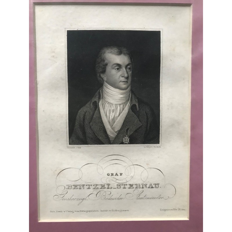 Graf Bentzel- Sternau. Großherzogl. Badenscher Staatsminister - Stahlstich, 1850