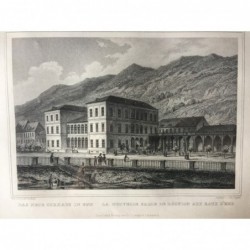 Bad Ems, Gesamtansicht: Das neue Curhaus in Ems - Stahlstich, 1847