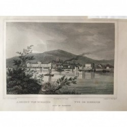 Wiesbaden, Gesamtansicht: Ansicht von Biebrich - Stahlstich, 1847