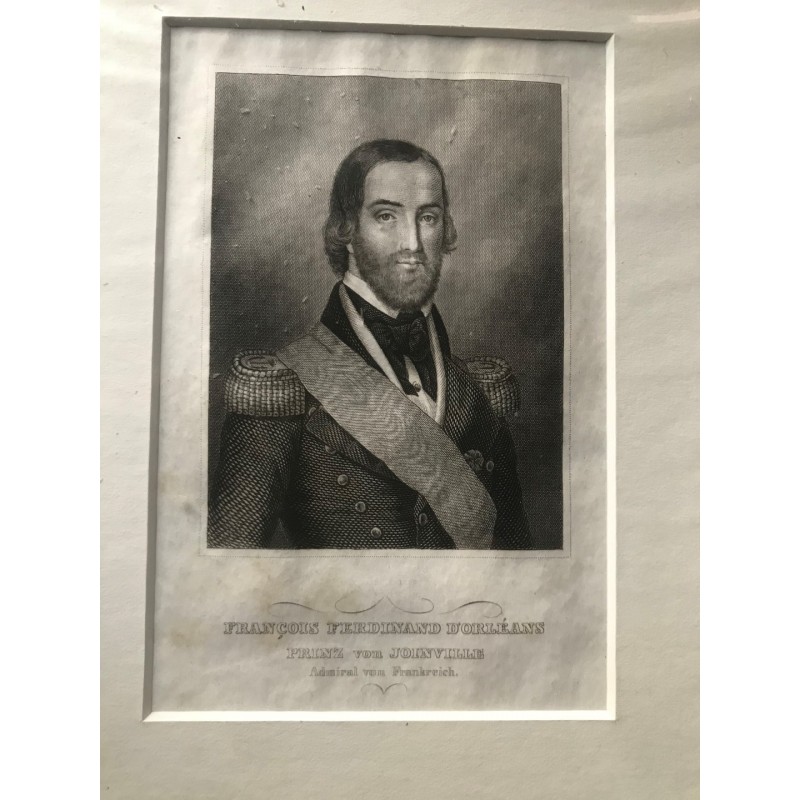 Francois Ferdinand d'Orleans, Prinz von Joinville, Admiral von Frankreich - Stahlstich, 1850