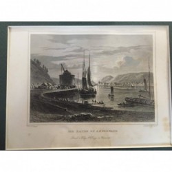 Andernach, Gesamtansicht: Der Hafen zu Andernach - Stahlstich, 1847